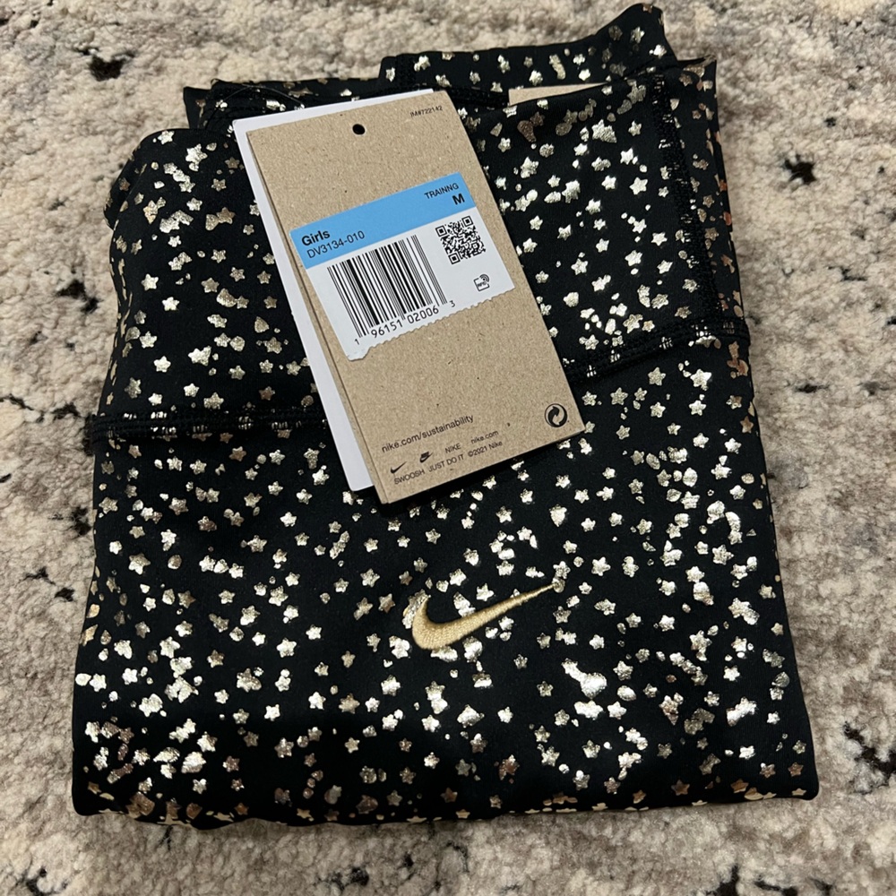 Nike Black Leggings with Metallic Star Design
